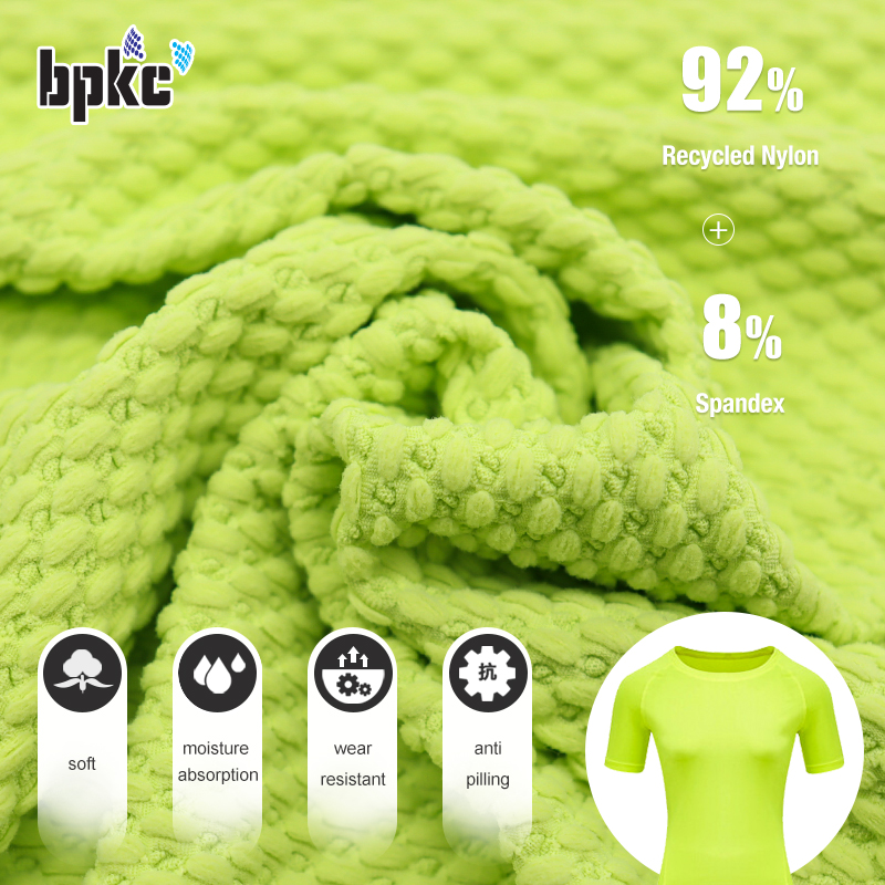 Recycled nylon spandex high elastic 3D jacquard environmentally  friendly sportswear knitted fabric